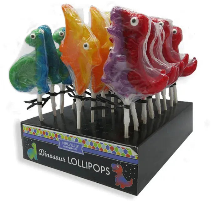 Melville Glittery Dinosaur Lollipops: 24-Piece Display