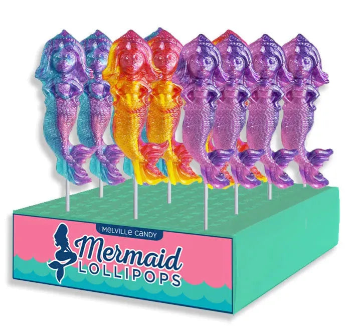 Melville Glittery Mermaid Lollipops: 24-Piece Display