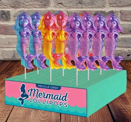 Melville Glittery Mermaid Lollipops: 24-Piece Display