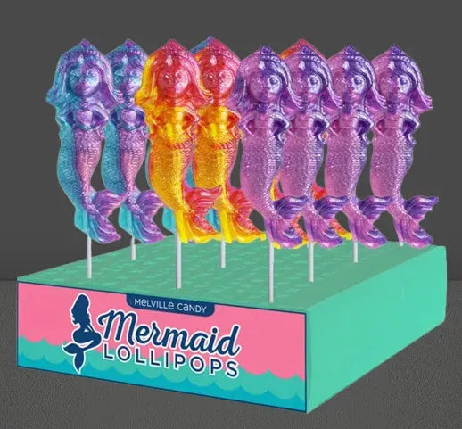 Melville Glittery Mermaid Lollipops: 24-Piece Display