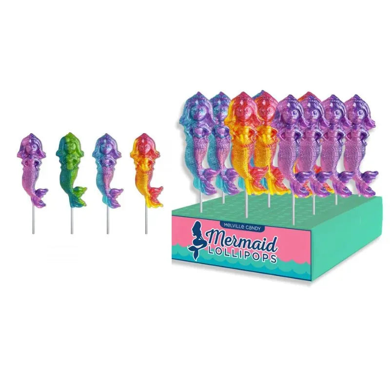 Melville Glittery Mermaid Lollipops: 24-Piece Display