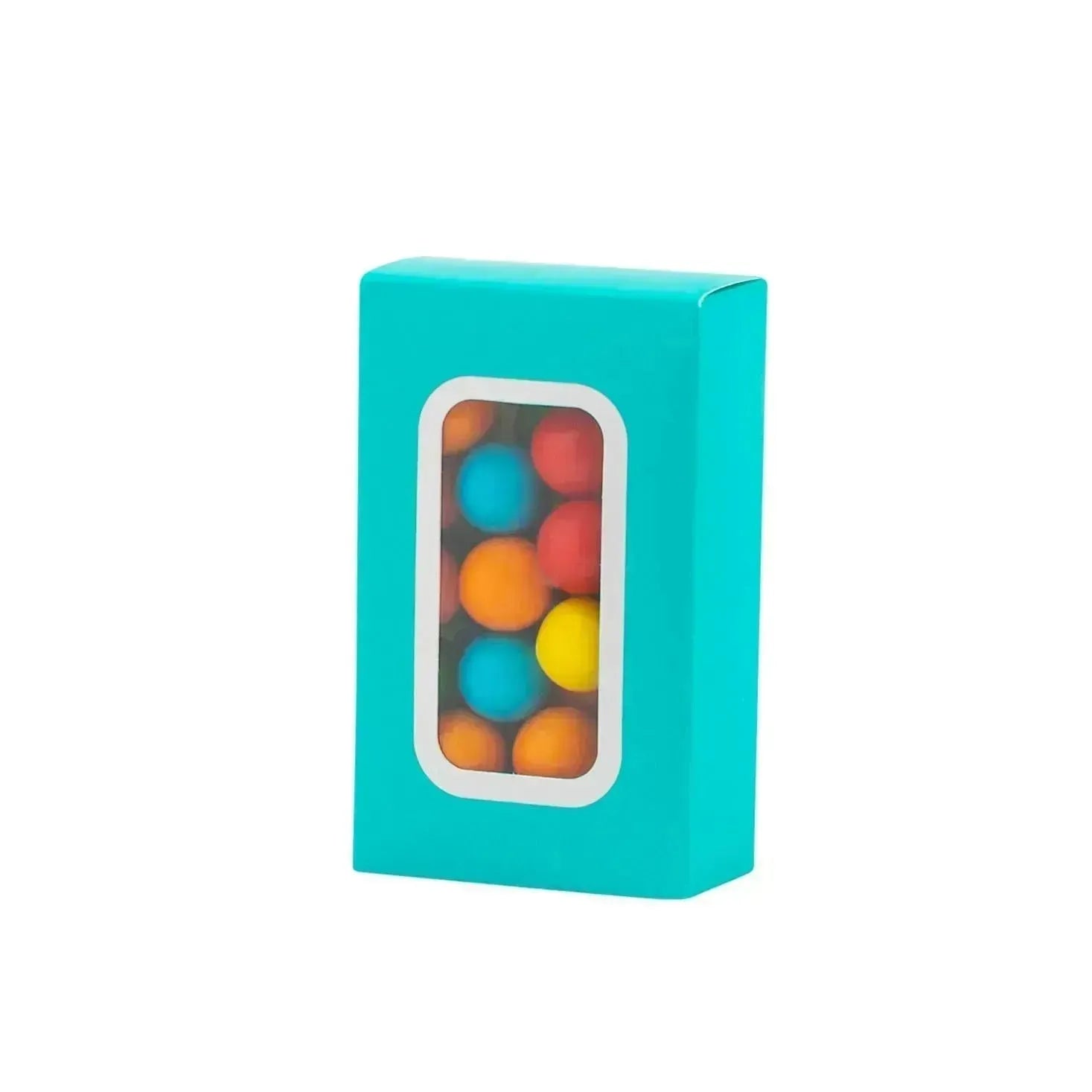 Teal Party Favor Boxes Decorative Pastry Boxes with Window 2.25x1.125x3.75 Inch Treat Boxes 24 pack