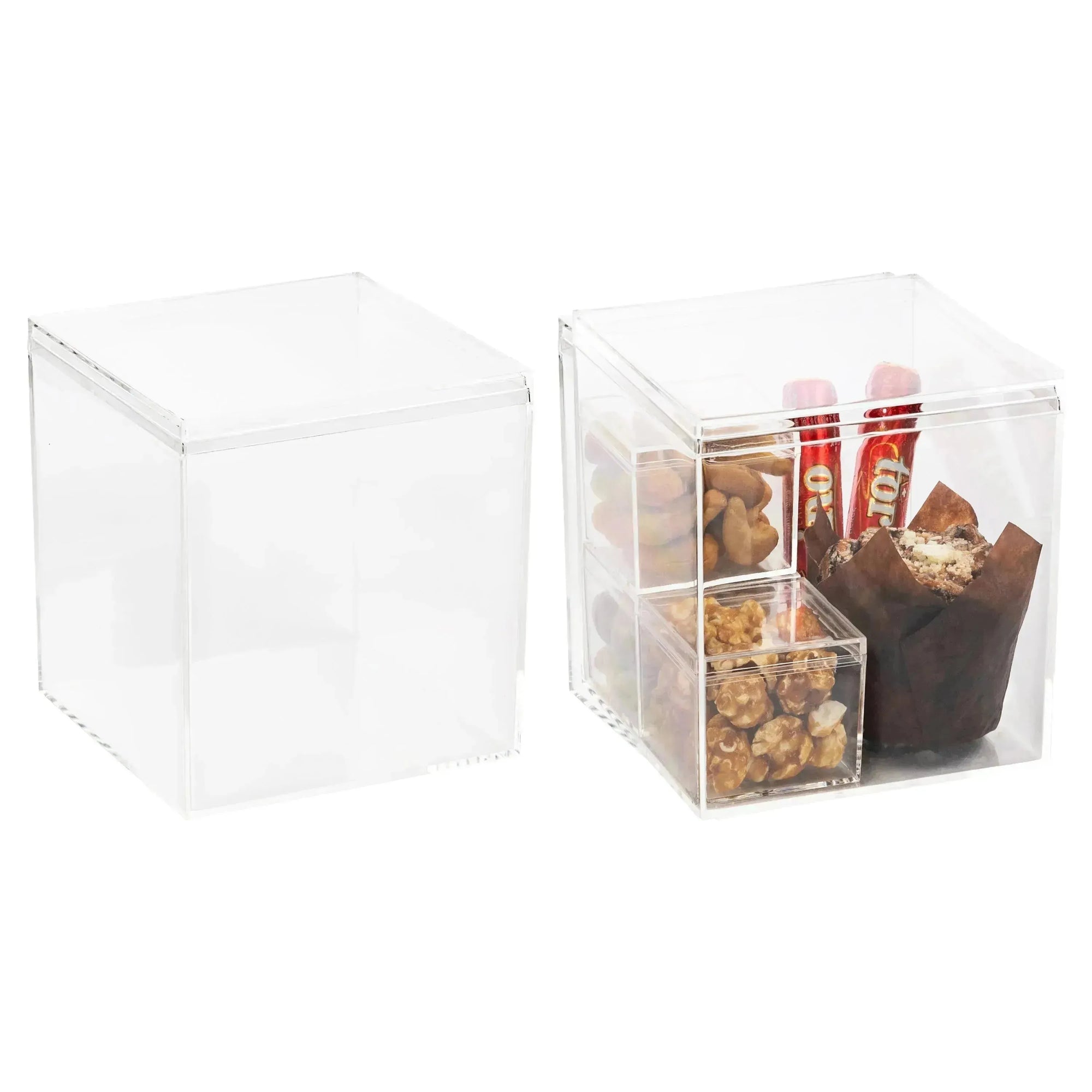 Clear Acrylic Boxes with Lid 4.72x4.72x4.72 Inches Pack of 4 Storage Box, Gift Box and Treat Box. Lucite Cube Display Boxes with Lid