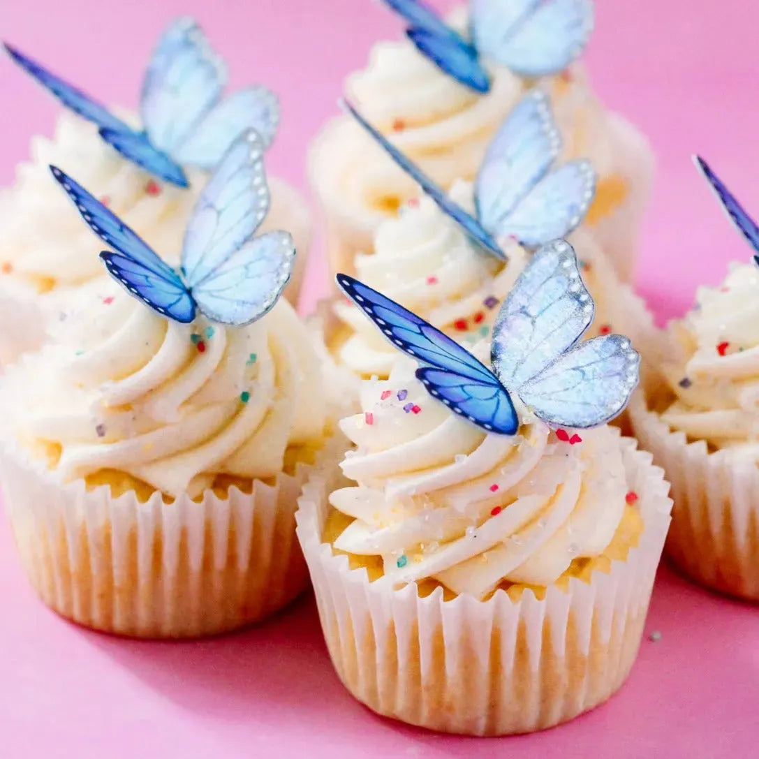 Sprinkle Pop Blue Butterfly Edible Cupcake Toppers