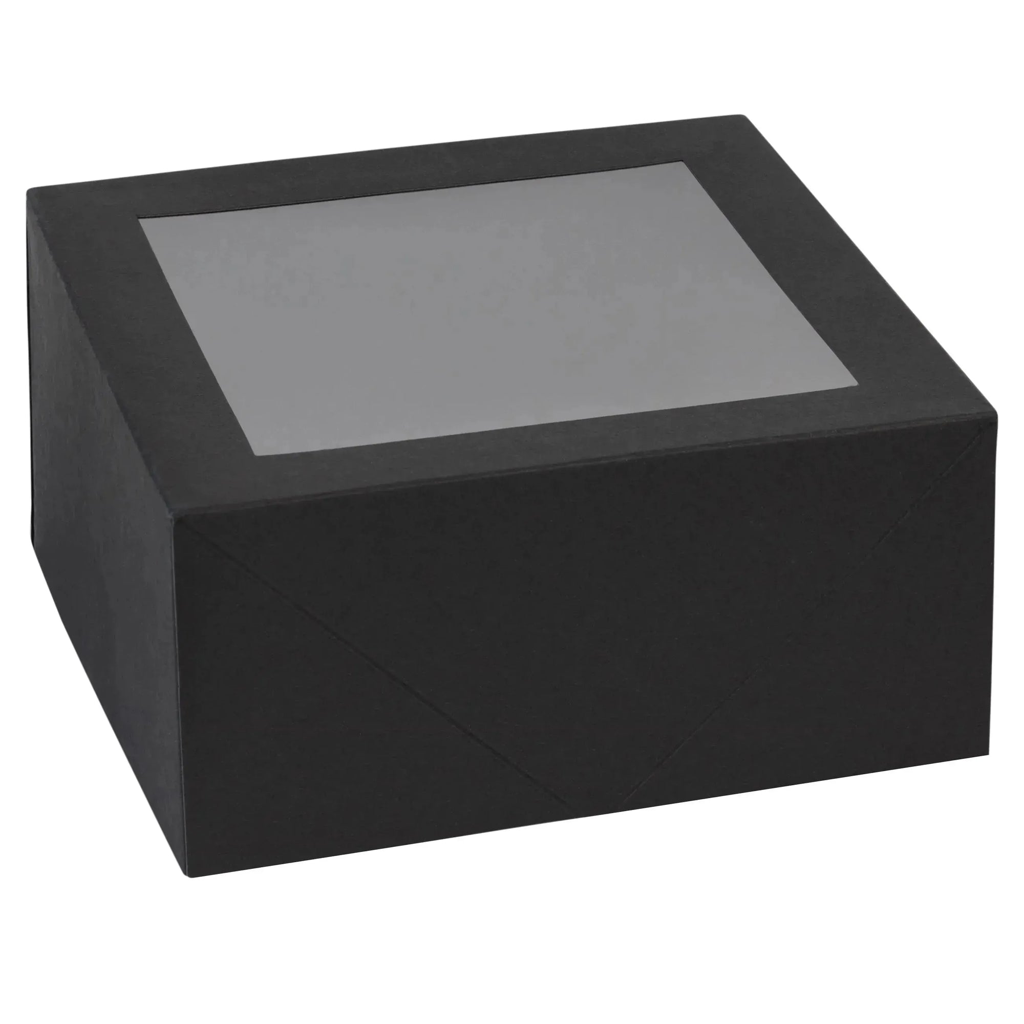 Square Bakery Boxes with window 16 Pack Black 6X6X3"