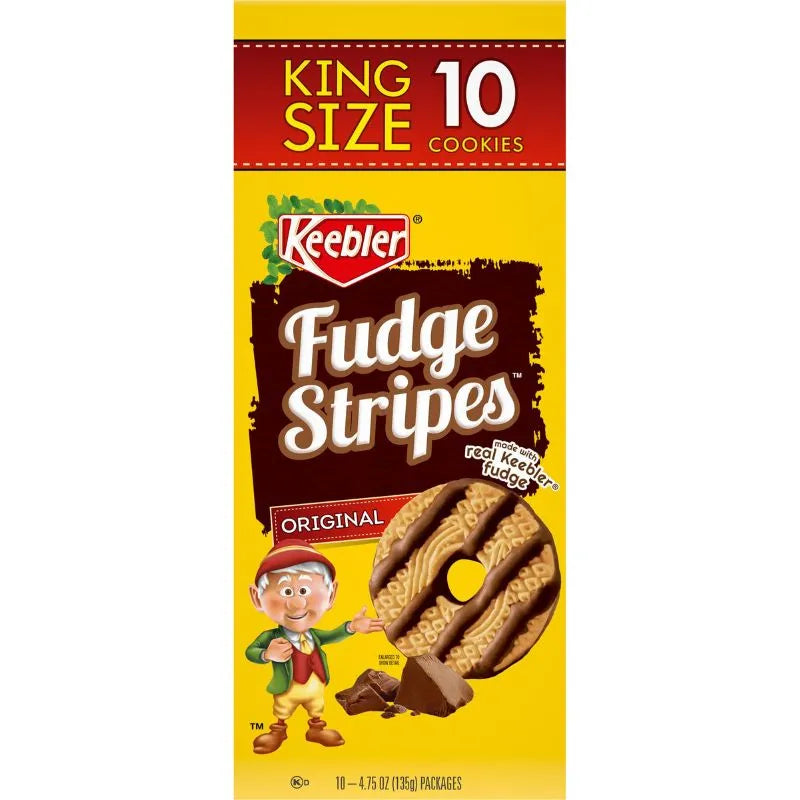 Keebler Fudge Stripes King Sized Cookies: 10-Piece Box