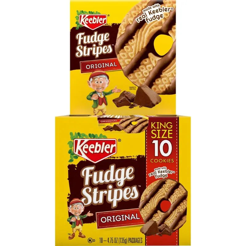 Keebler Fudge Stripes King Sized Cookies: 10-Piece Box