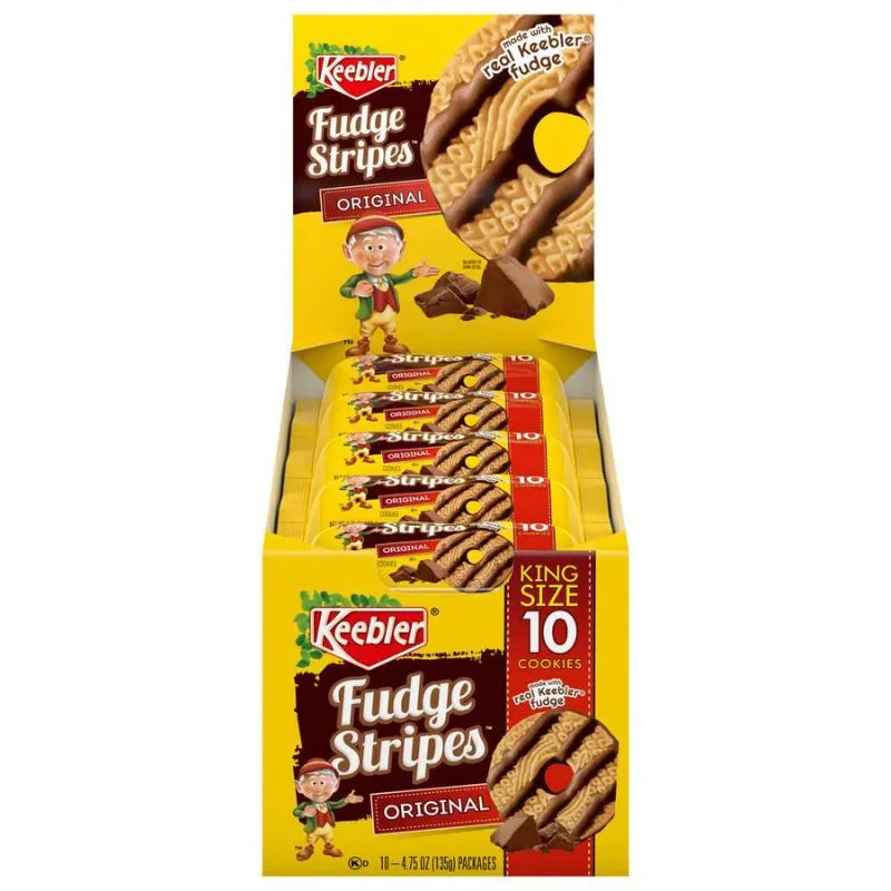 Keebler Fudge Stripes King Sized Cookies: 10-Piece Box