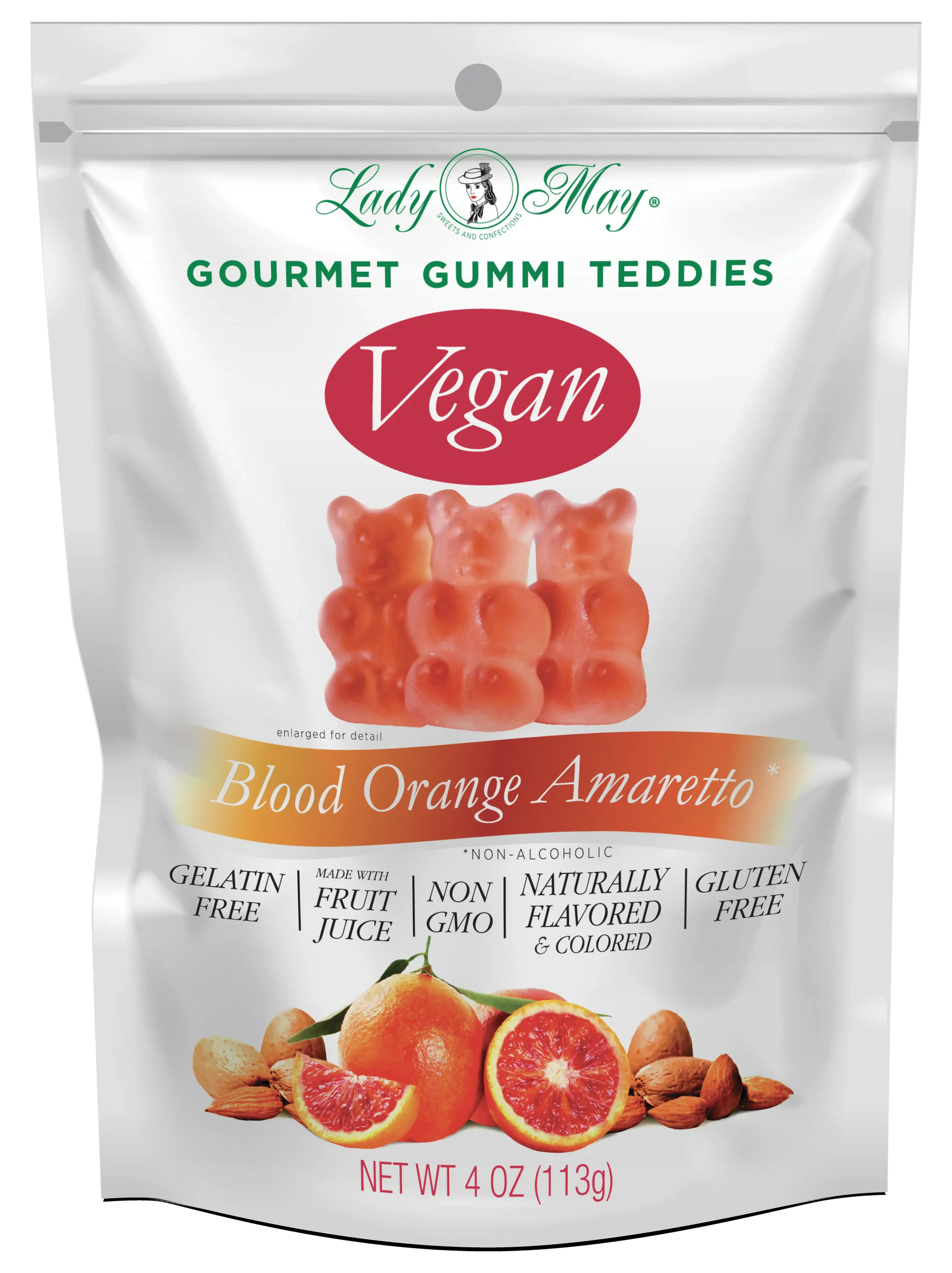 Lady May Sweets Vegan Gourmet Blood Orange Amaretto Gummi Teddies