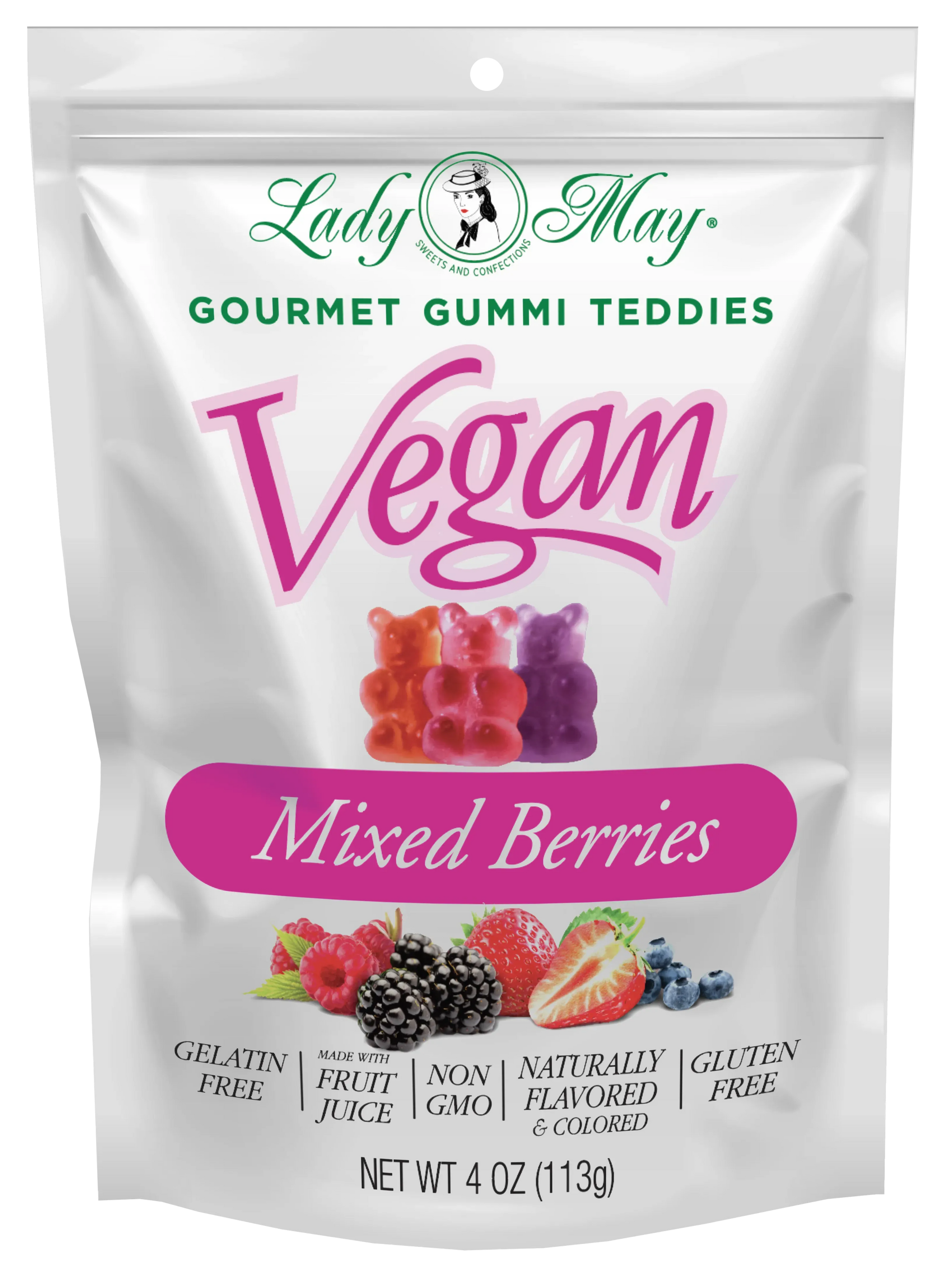 Lady May Sweets Vegan Gourmet Mixed Berries Gummi Teddies