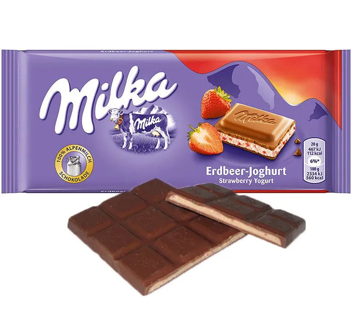 Milka Strawberry Yogurt Milk Chocolate Bars: 22-Piece Box