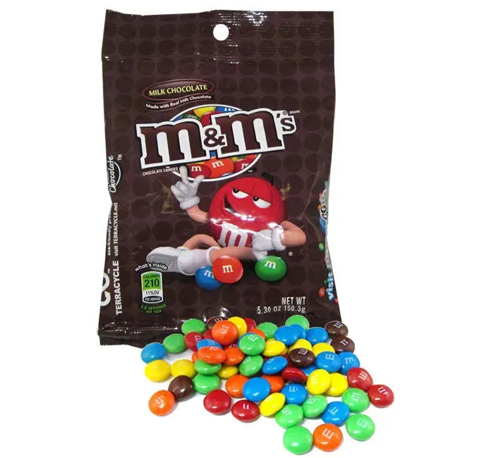 Milk Chocolate M&M's Candy Peg Bags: 12-Piece Box