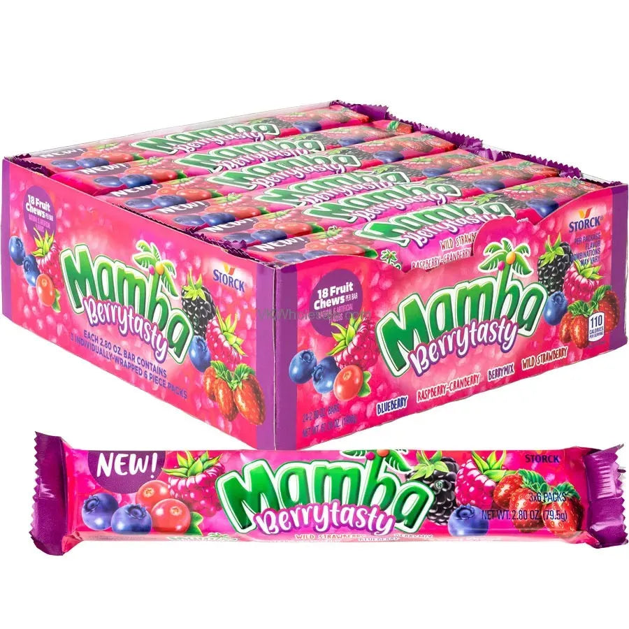 Mamba Berrytasty Fruit Chews Candy: 24-Piece Box