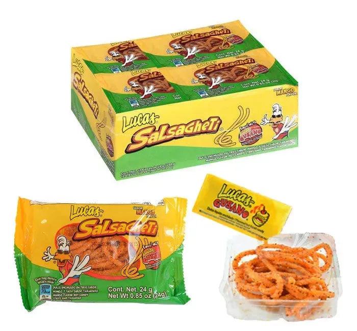 Lucas Salsaghetti Mango Candy Packs: 12-Piece Box