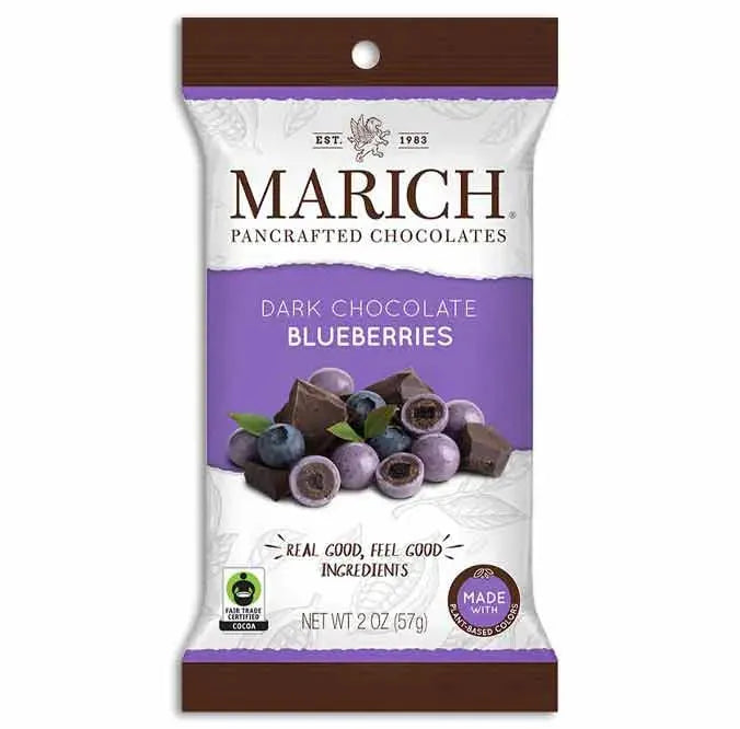 Marich Dark Chocolate Blueberries Peg Bags: 12-Piece Box