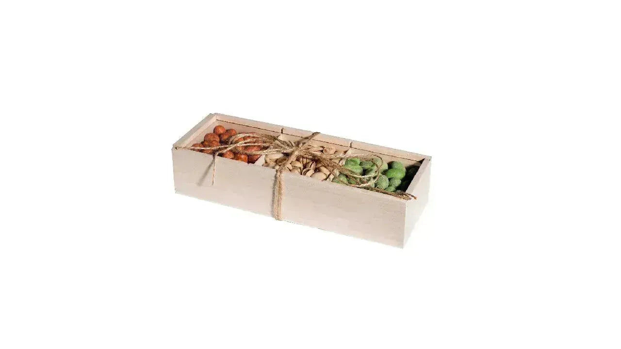 Wooden Case 3 Sectional Candy Gift Box 8 Pack 10.25''x3.75''x2.25'' Present Boxes and Best for Birthday, Wedding and Party Favors