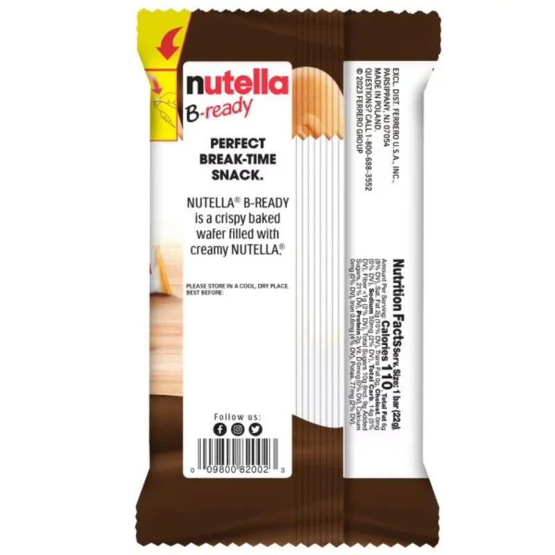 Nutella B-Ready Hazelnut Spread Filled Wafers: 16-Piece Box