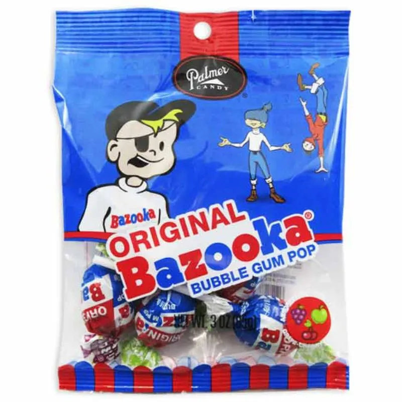 Bazooka Original Bubble Gum Pops: 8-Piece Case