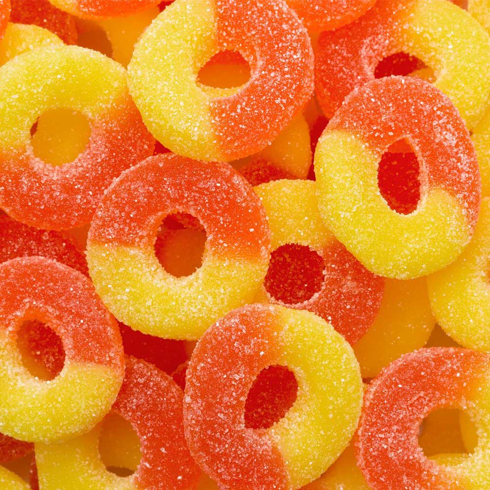 Albanese Strawberry Banana Gummi Rings: 4.5LB Bag