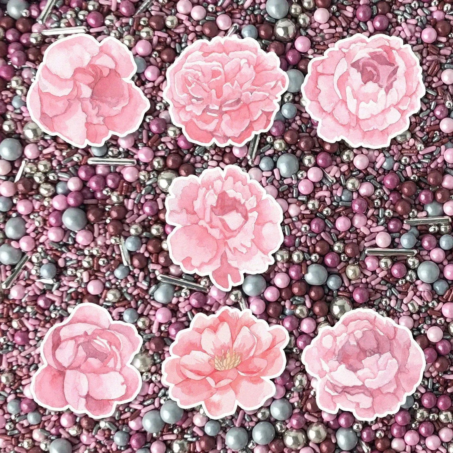 Sprinkle Pop Pink Peonies Edible Cupcake Toppers