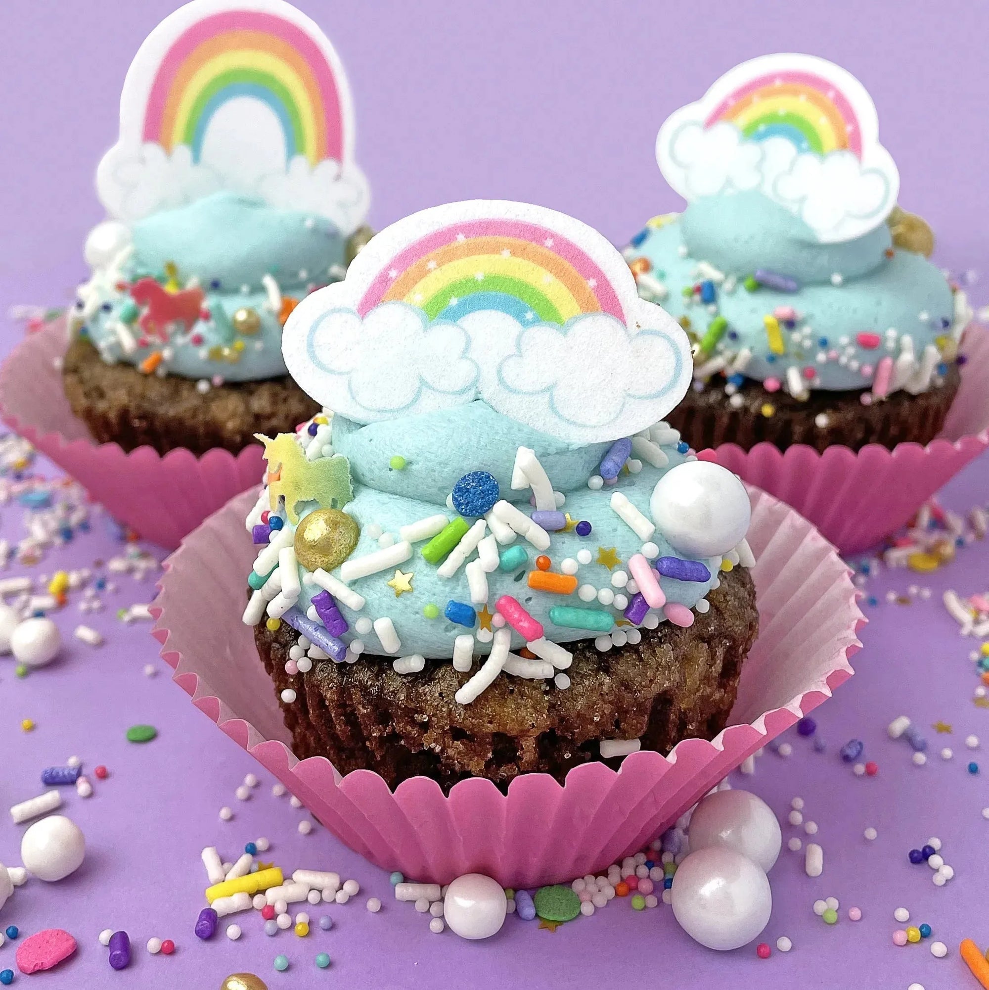 Sprinkle Pop Rainbow Edible Cupcake Toppers