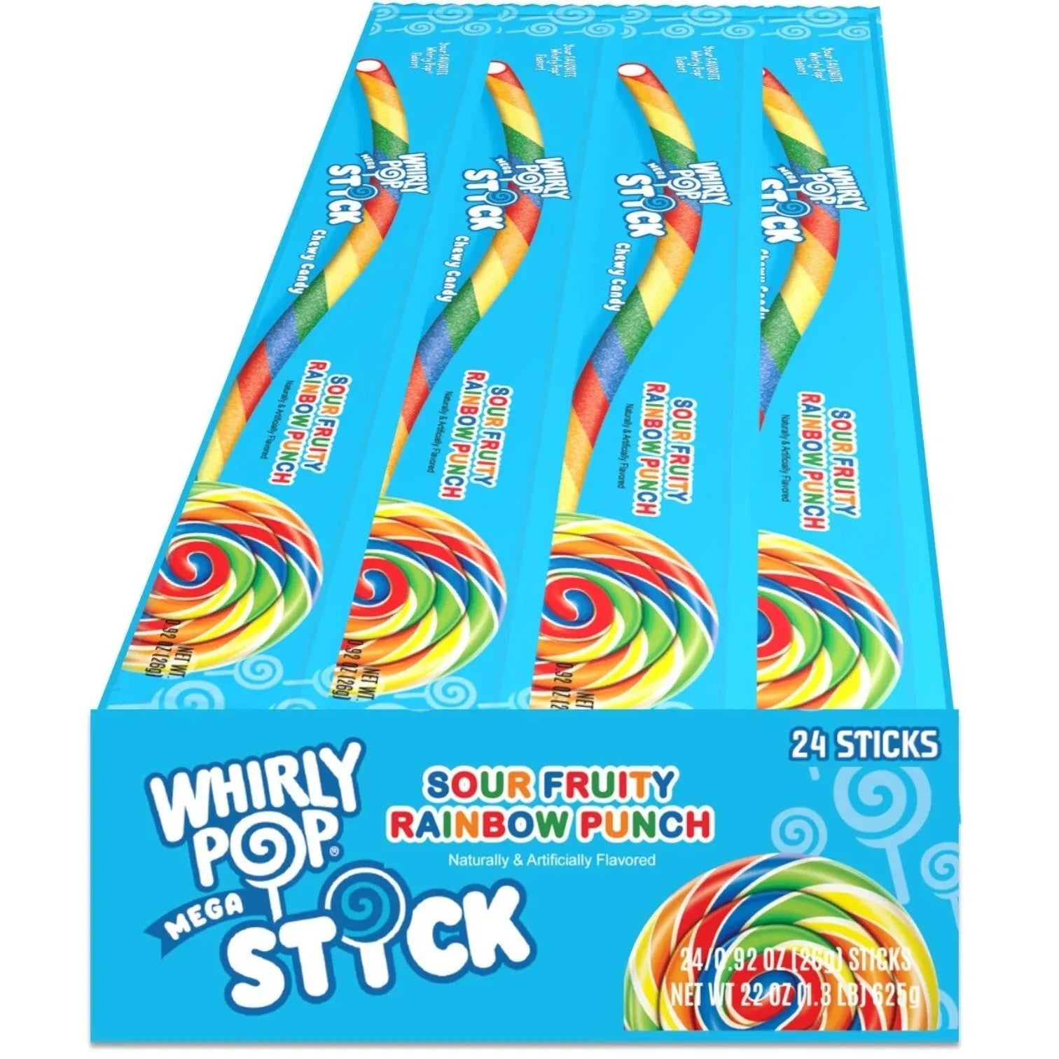 Whirly Pop Sour Fruity Rainbow Punch Mega Stick: 24-Piece Display