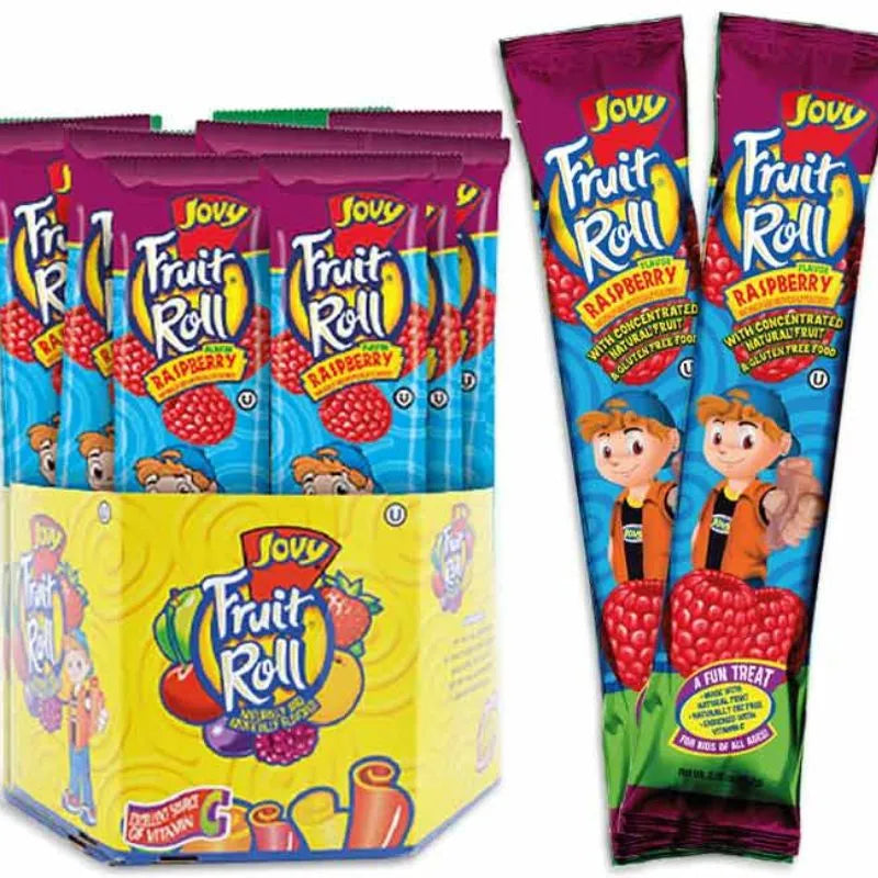 Jovy Raspberry Fruit Rolls: 48-Piece Box