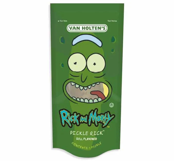 Van Holten's Rick & Morty Dill Flavored Pickle in A Pouch: 12-Piece Box