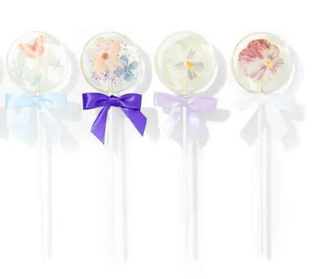 Pure Sugar Candy Edible Paper Flower Lollipop