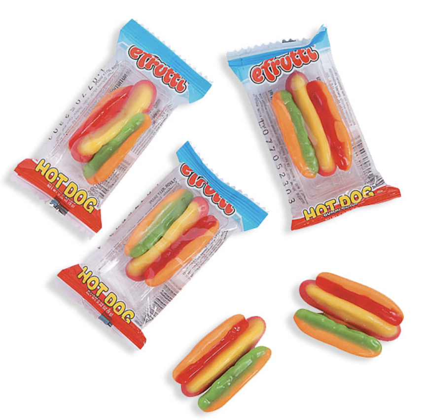 Efrutti Gummy Hot Dog Candy - Bulk: 100-Piece Case