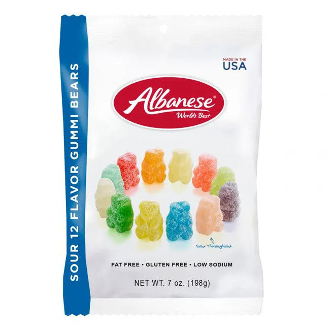 Albanese Sour 12 Flavor Gummy Bears Peg Bags: 12-Piece Box