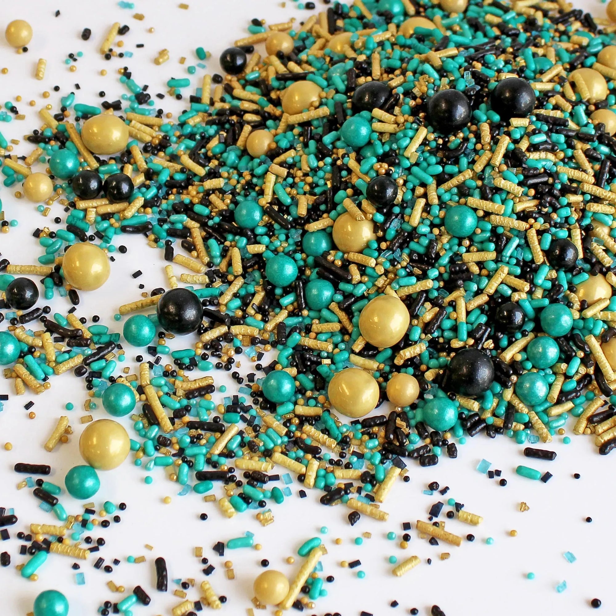 Sprinkle Pop Black, Gold & Teal Sporty Sprinkles