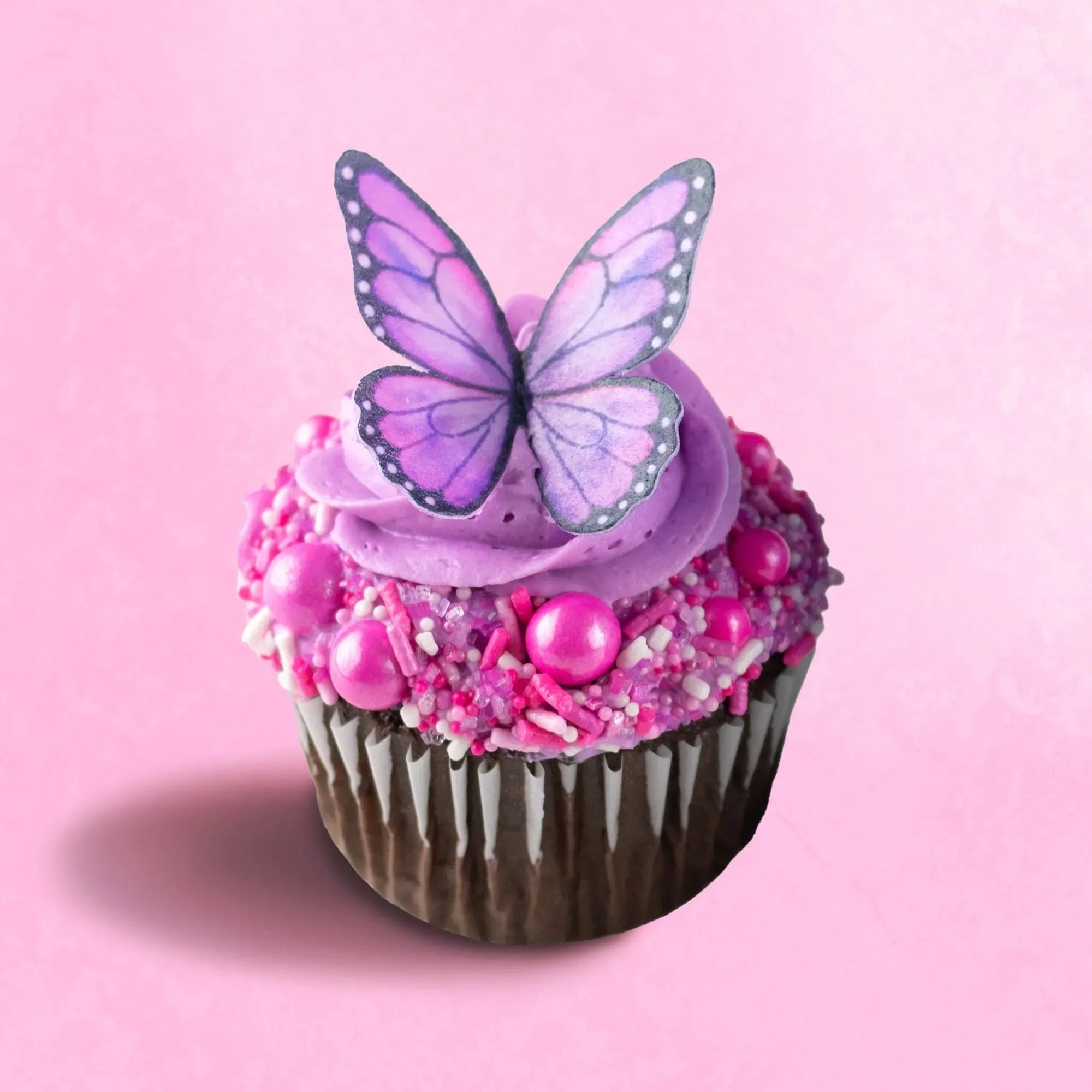 Sprinkle Pop Pink Butterfly Edible Cupcake Toppers