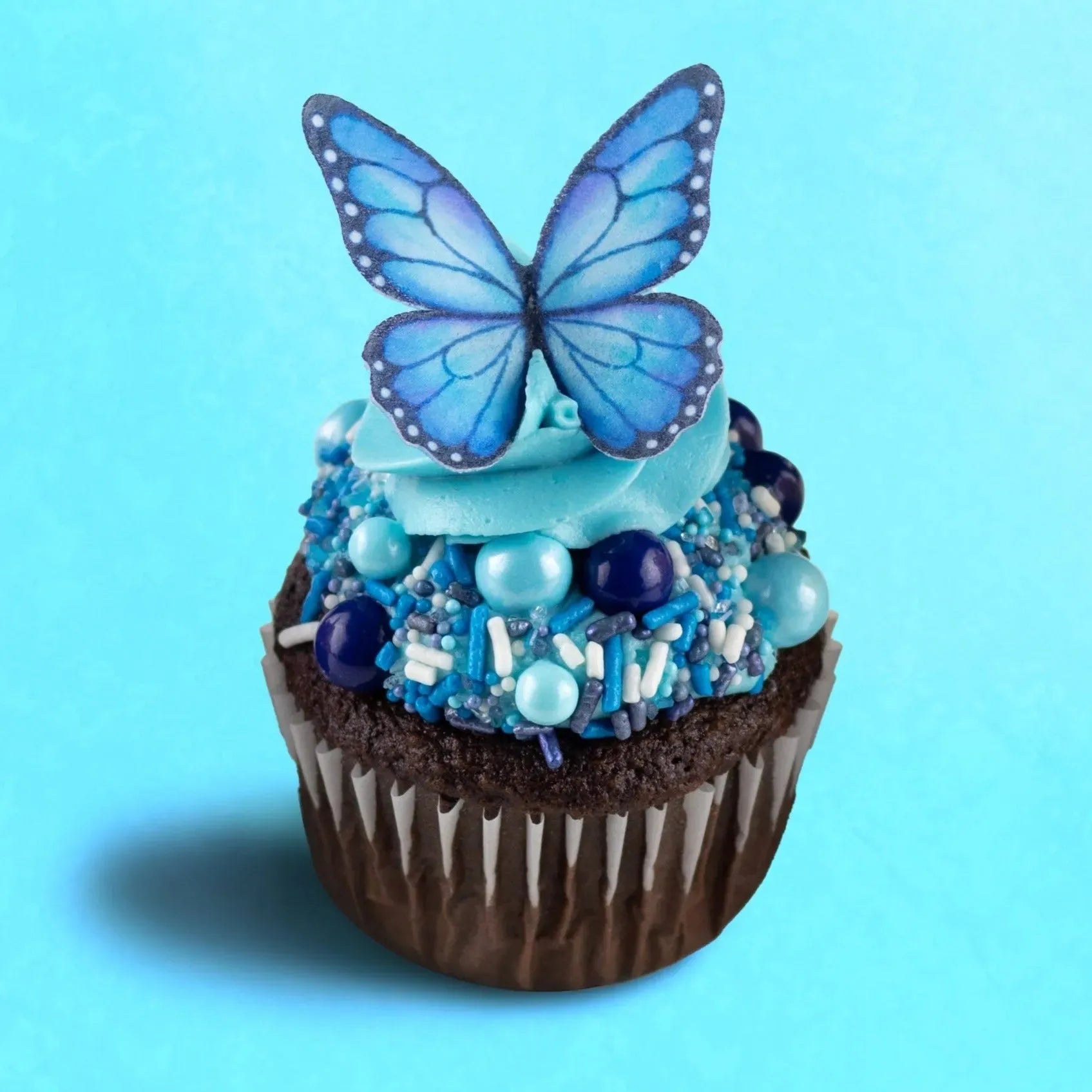 Sprinkle Pop Blue Butterfly Edible Cupcake Toppers