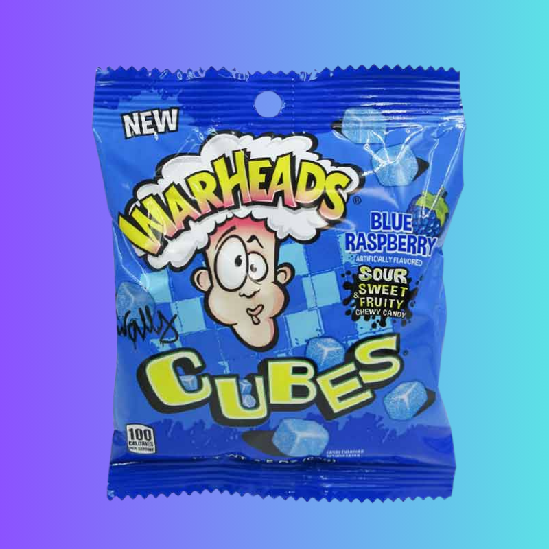 Warheads Blue Raspberry Cubes Peg Bags: 12-Piece Case