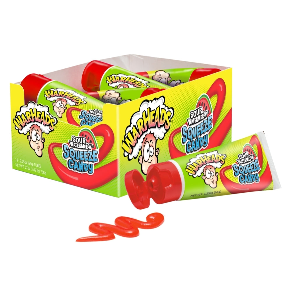 Warheads Sour Watermelon Squeeze Candy Tubes: 12-Piece Box