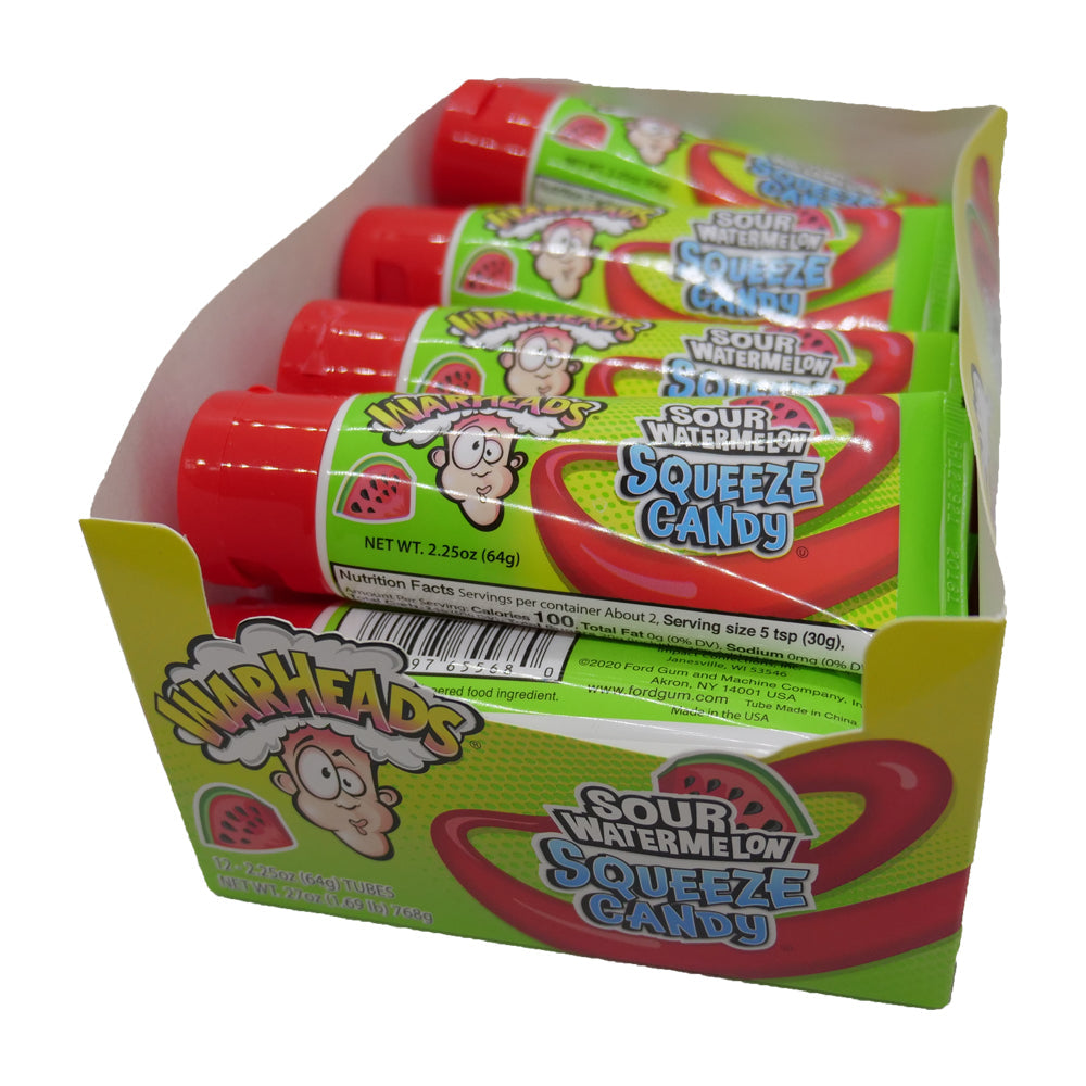 Warheads Sour Watermelon Squeeze Candy Tubes: 12-Piece Box