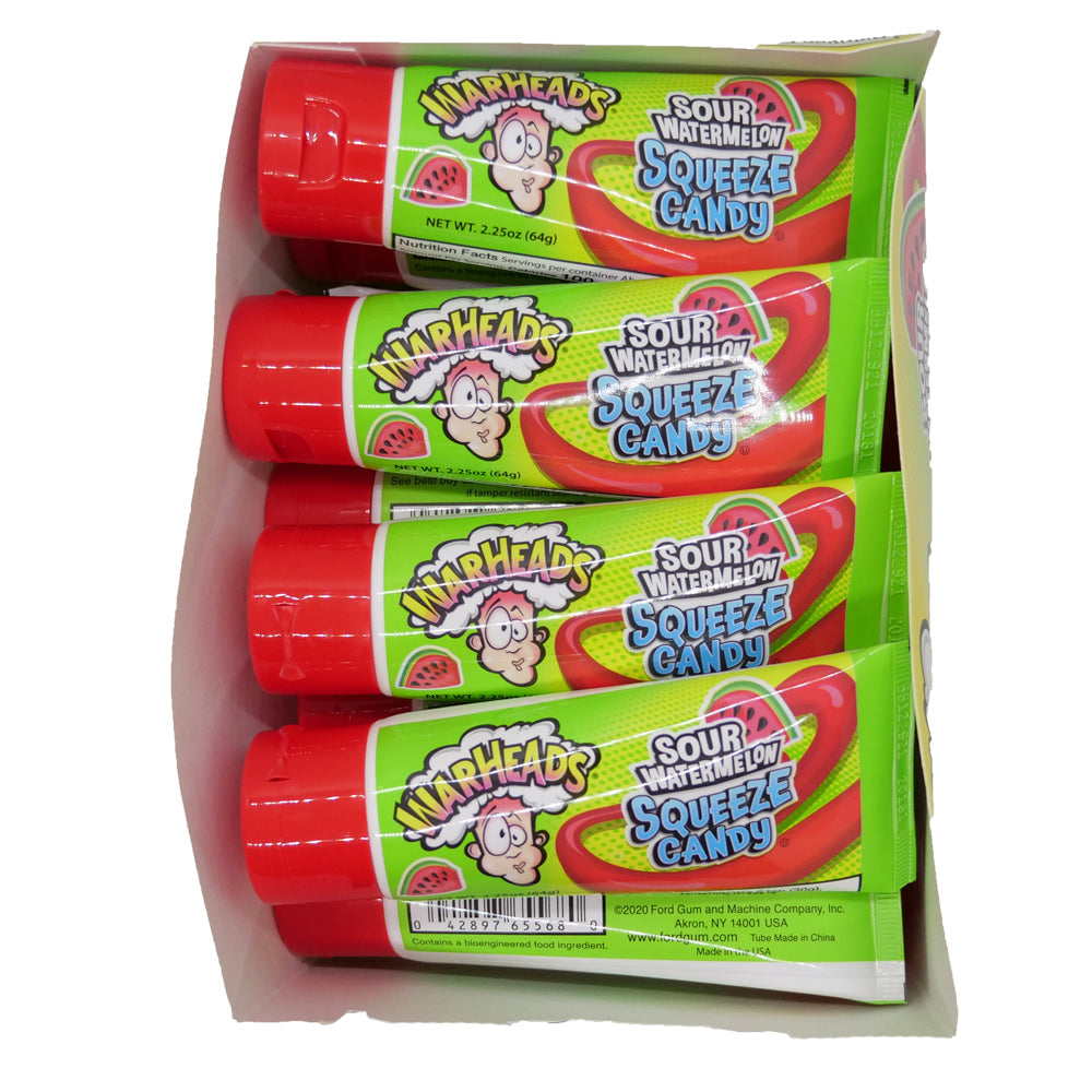 Warheads Sour Watermelon Squeeze Candy Tubes: 12-Piece Box