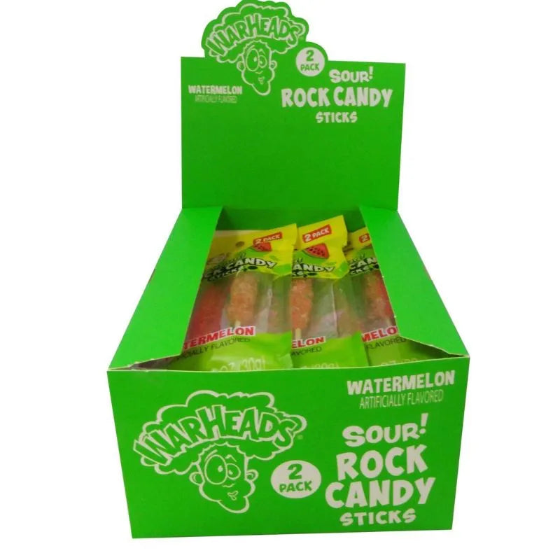 Warheads Sour Watermelon Rock Candy Sticks: 12-Piece Case