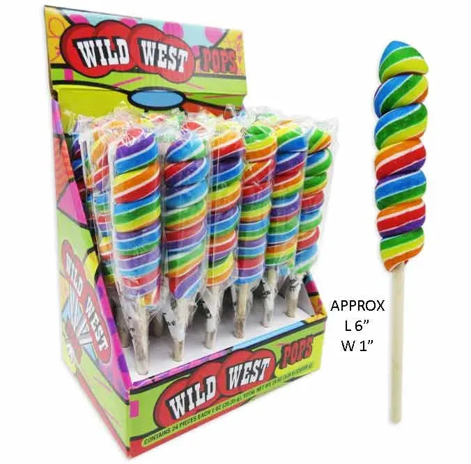 Twisty Rainbow Swirl 6-Inch Lollipops: 48-Piece Display