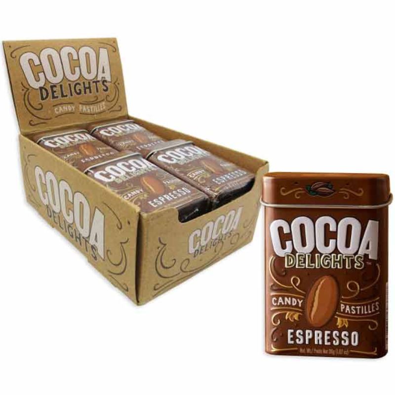 Cocoa Delights Espresso Candy Pastilles: 12-Piece Box