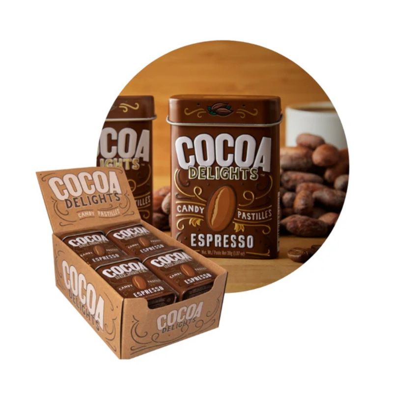 Cocoa Delights Espresso Candy Pastilles: 12-Piece Box