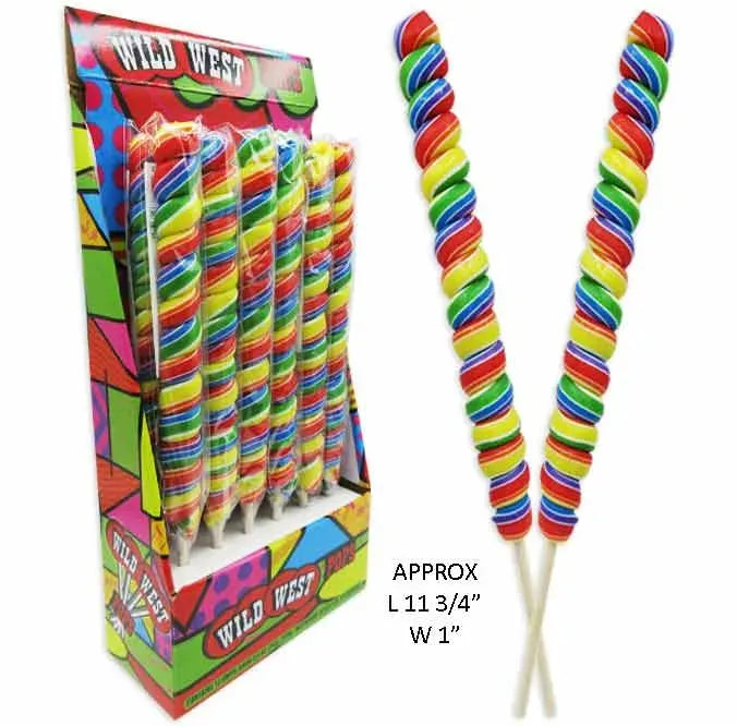 Twisty Rainbow Swirl 11-Inch Lollipops: 24-Piece Display