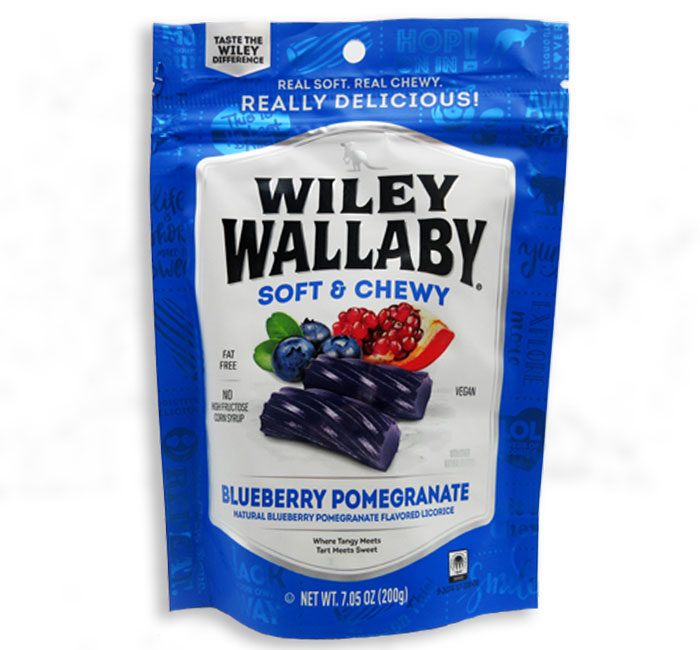 Wiley Wallaby Blueberry Pomegranate Licorice Bites Peg Bags: 12-Piece Case