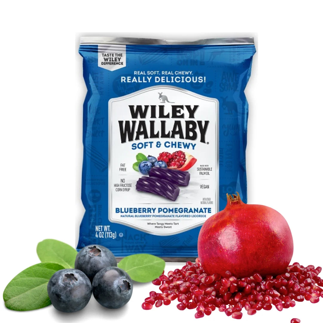 Wiley Wallaby Blueberry Pomegranate Licorice Bites Peg Bags: 12-Piece Case