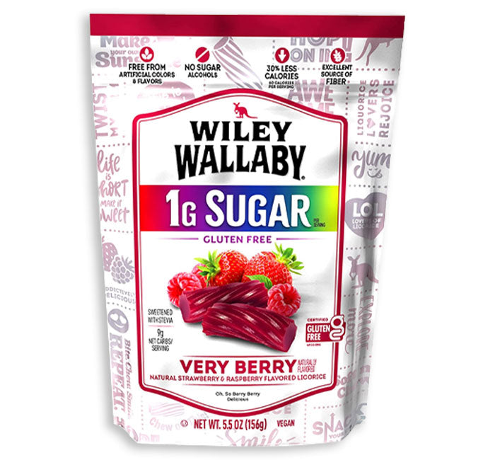 Wiley Wallaby Low Sugar Very Berry Licorice: 8-Piece Box