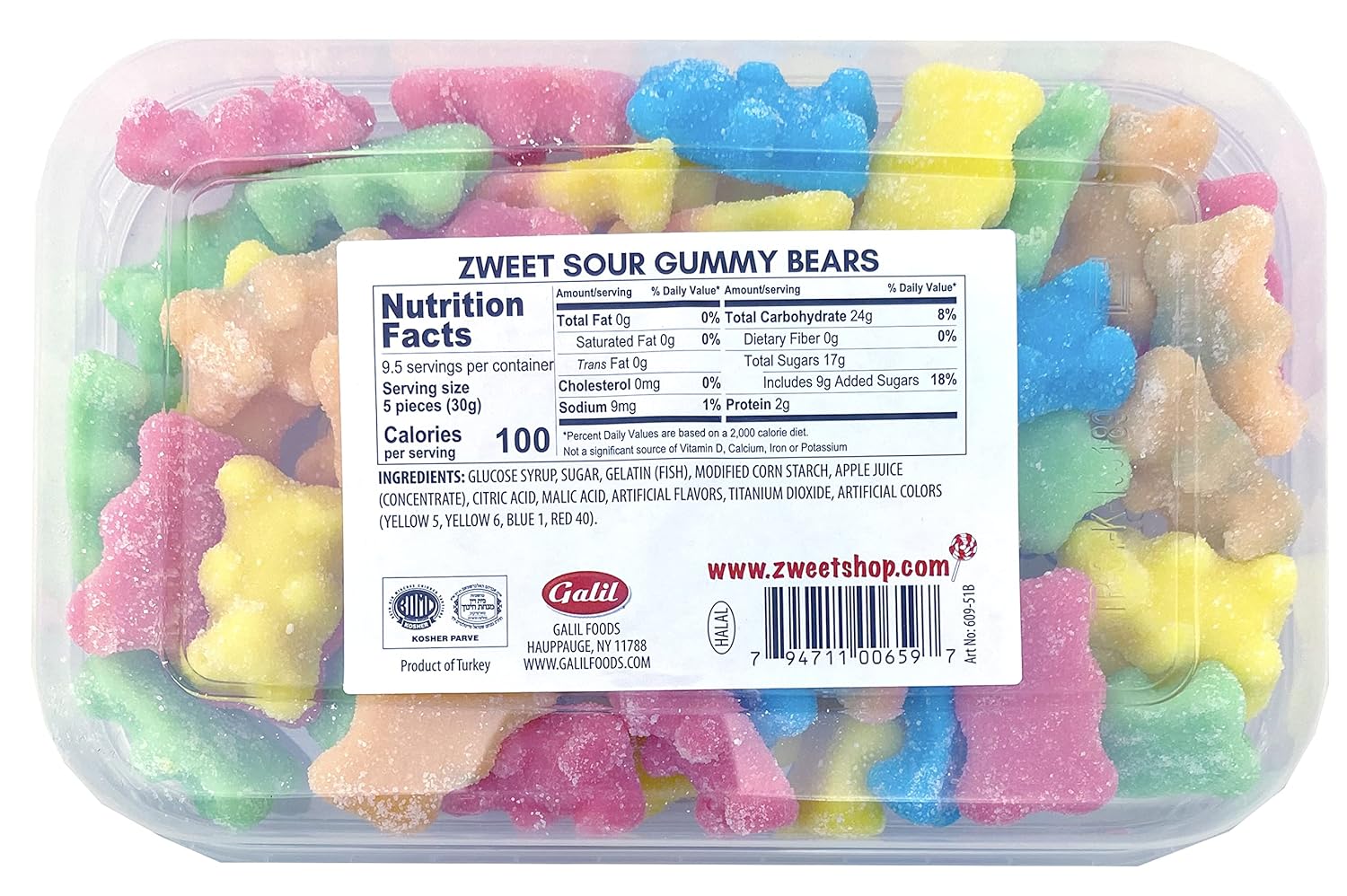 Zweet Sour Gummy Bears: 6-Piece Case