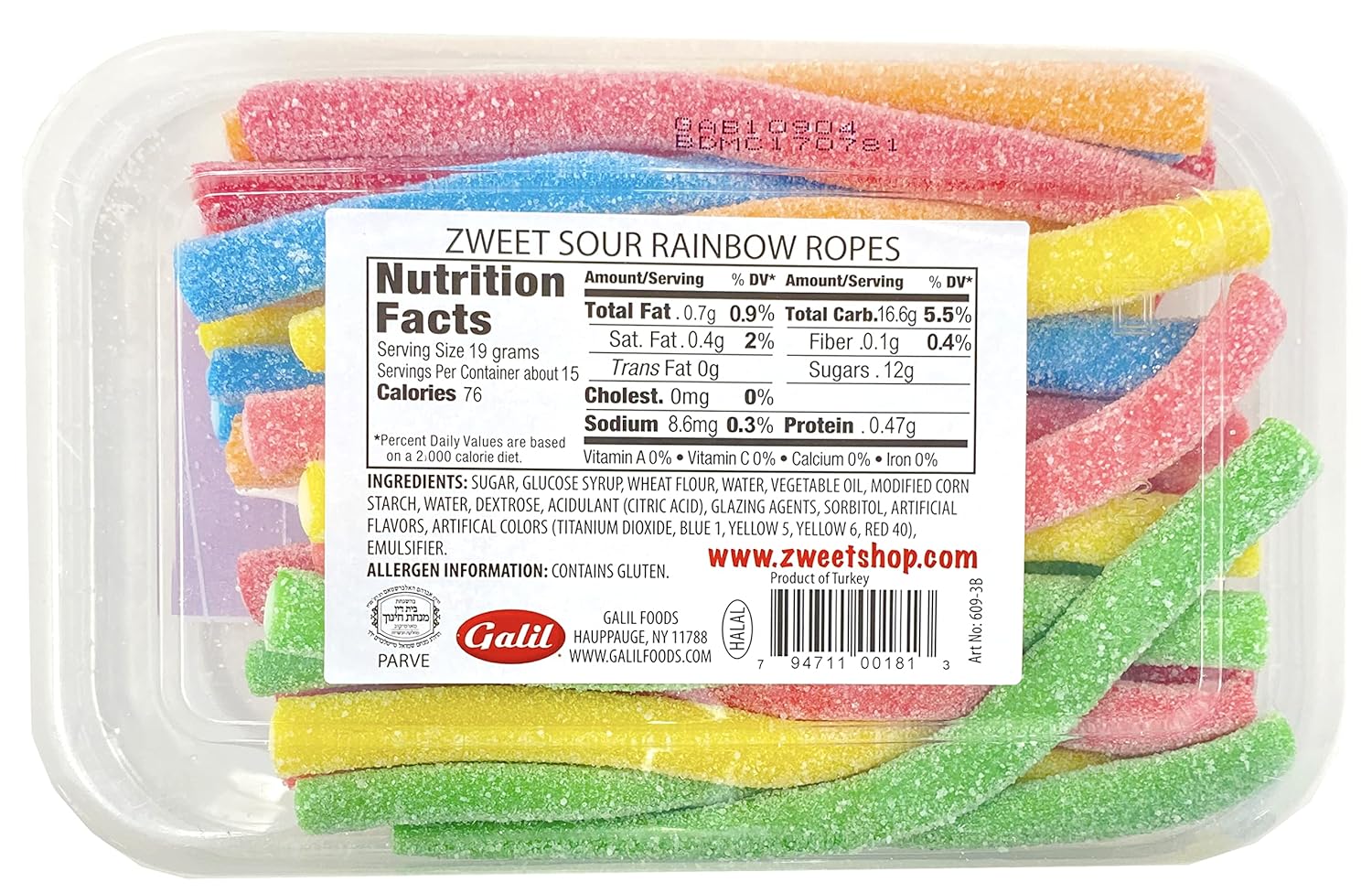 Zweet Rainbow Sour Ropes: 6-Piece Box