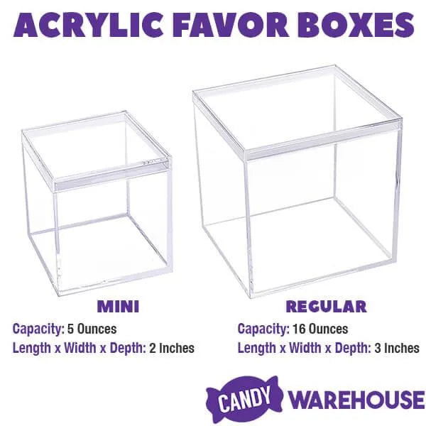 Acrylic Favor Boxes - 16-Ounce Cube with Lid: 12-Piece Set