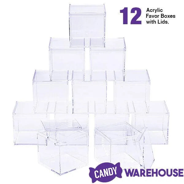 Acrylic Favor Boxes - 16-Ounce Cube with Lid: 12-Piece Set